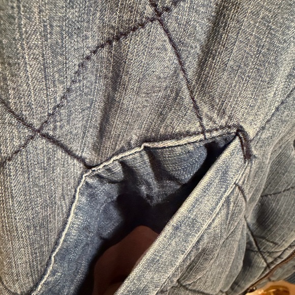 NWT Anthropologie Cloth & Stone Denim Blue Quilted Bomber Jacket - Picture 14 of 14